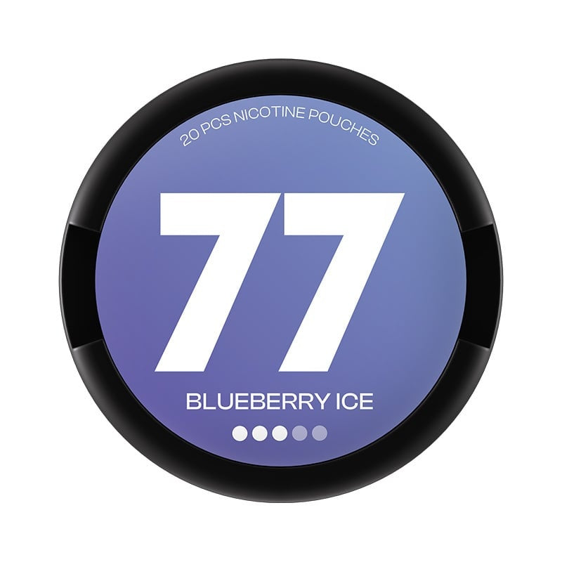 77 Blueberry Ice nicotine pouches at Pouchhut NZ