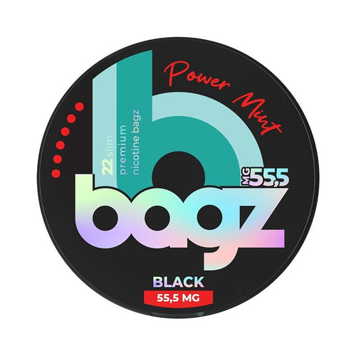 BAGZ Power Mint Black nicotine pouches at Pouchhut NZ