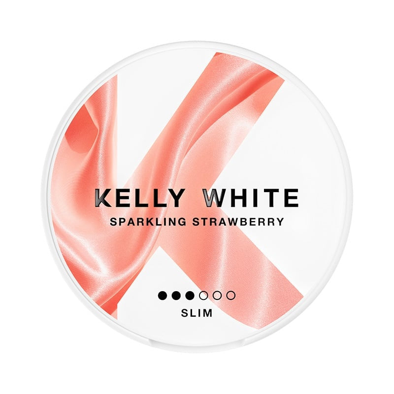 KELLY WHITE Sparkling Strawberry Slim nicotine pouches at Pouchhut NZ