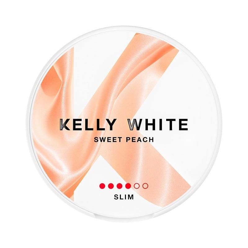 KELLY WHITE Sweet Peach Strong Mini nicotine pouches at Pouchhut NZ
