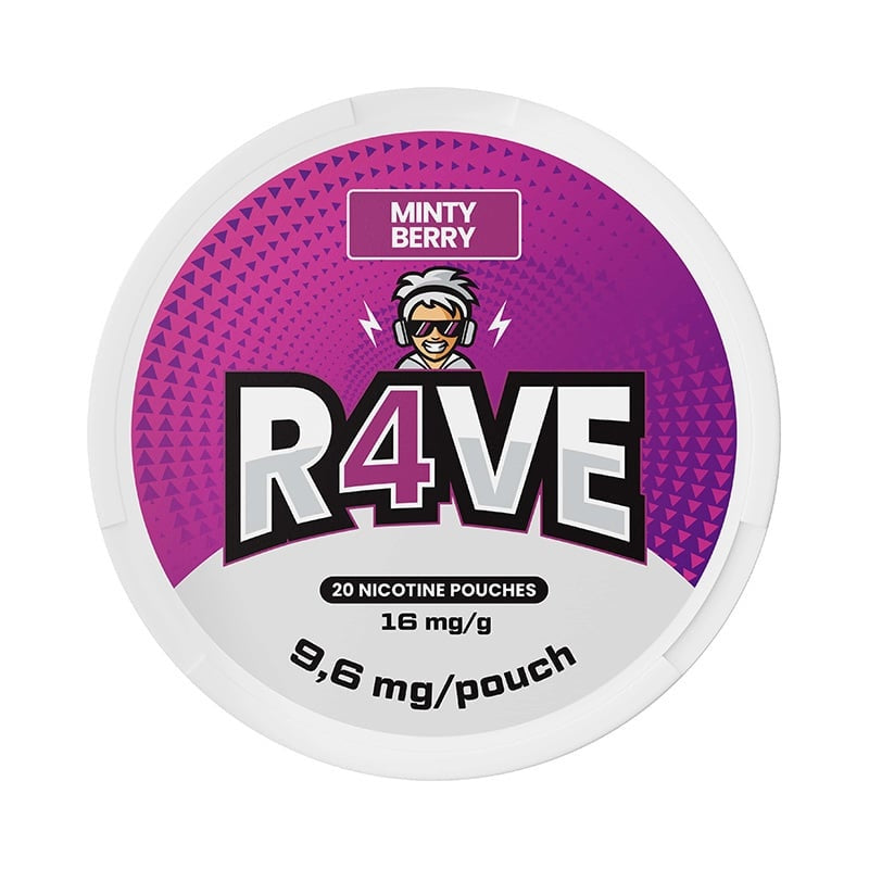 R4VE - Minty Berry Medium nicotine pouches at Pouchhut NZ