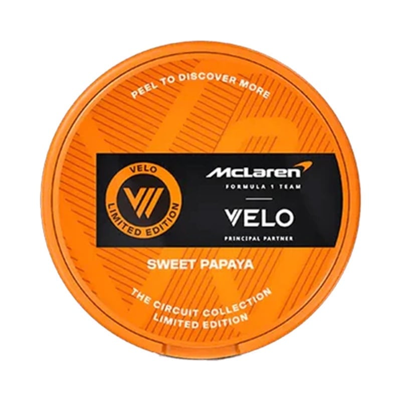 VELO McLaren Sweet Papaya nicotine pouches at Pouchhut NZ
