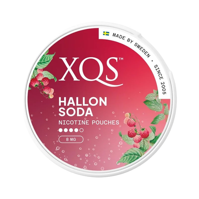 XQS Hallonsoda nicotine pouches at Pouchhut NZ